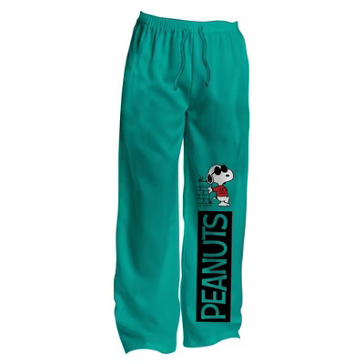 Men's Peanuts Fleece Pajama Pants - Teal Blue | Target