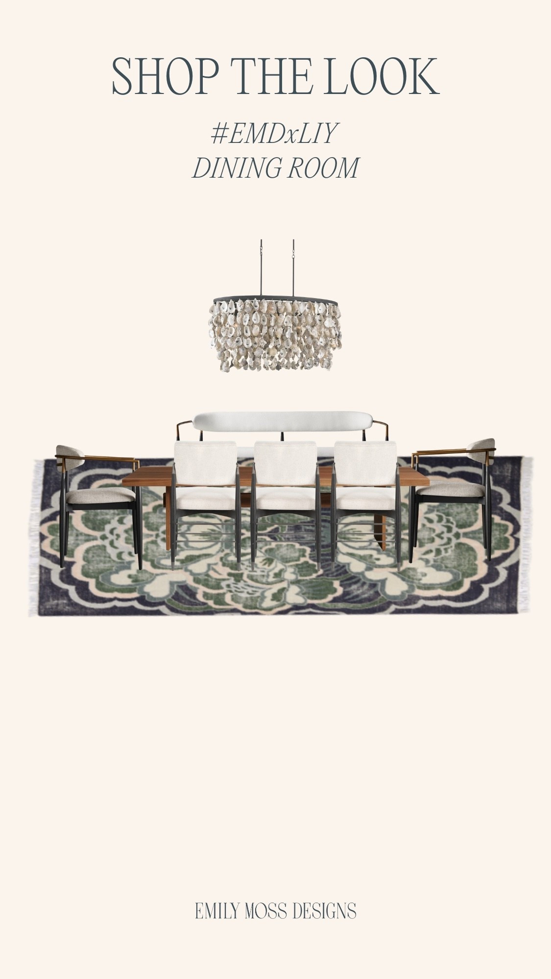 Shop the look: EMDxLIY Dining Room 🖤

Dining room inspo, dining room board, coastal dining room, oyster chandelier 