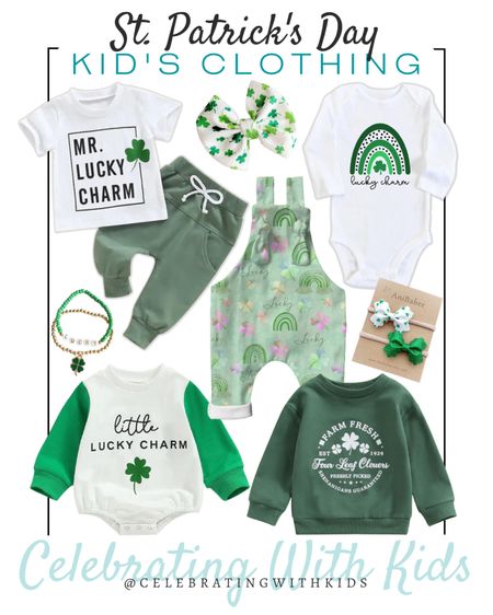 St. Patrick’s Day clothing for babies and kids include kids Sr. Patrick’s Day crew neck sweatshirt, baby romper, St. Patrick’s Day bow set, St. Patrick’s Day onesie, St. Patrick’s Day bracelet, Mr. Lucky Charm outfit set, St. Patrick’s Day overalls.

St. Patrick’s Day, kids clothing, kids outfits, St. Patrick’s Day outfits, kids outfits

#LTKkids #LTKstyletip #LTKSeasonal