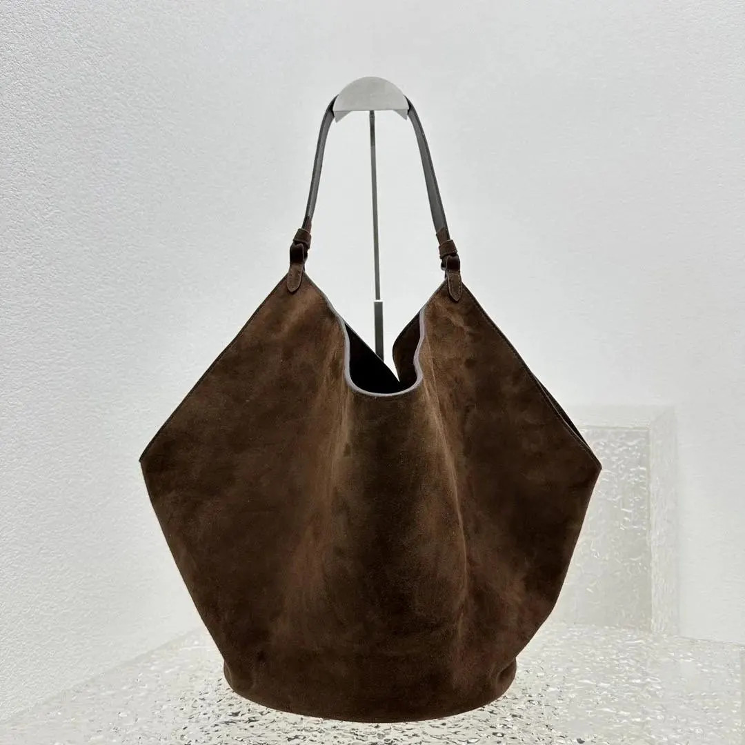 Trend Large Lotus Suede Leather Women Tote Bag. Genuine Leather Hobo Bucket Bag. Everyday Work Ba... | Etsy (US)