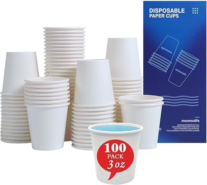100 Count 3oz Disposable Bathroom Cups, Mouthwash Cups, Small Paper Cups for Parties, Picnics, Ba... | Amazon (US)
