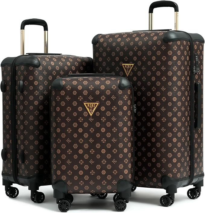 3-Piece Vintage Faux Leather Hardshell Luggage Set, 20/24/28 inch Stylish PU Trunk Style Suitcase... | Amazon (US)