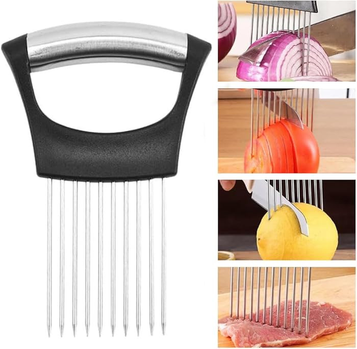 Onion Holder for Slicing, Onion Cutter Vegetable Chopper, Stainless Steel Slicer for Potato, Avoc... | Amazon (US)