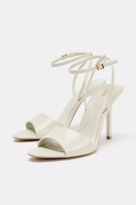 PATENT FINISH HEELED SANDALS | Zara US