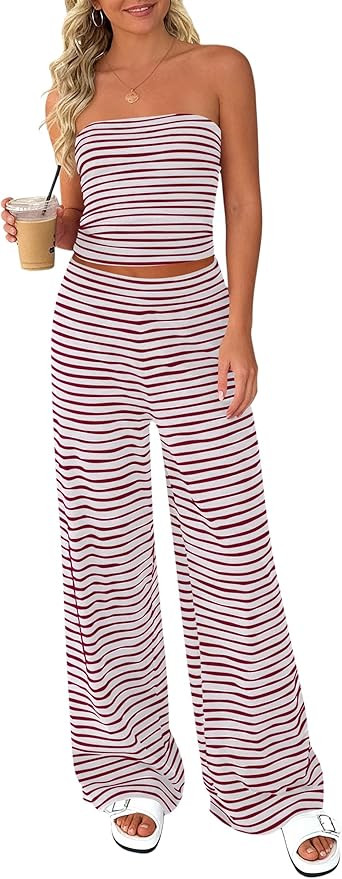 PRETTYGARDEN Two Piece Striped Sets for Women Summer Travel Outfits 2026 Spring Y2K Going Out Vac... | Amazon (US)