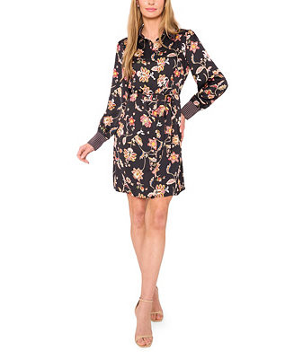 CeCe Women's Mix Print Long Sleeve Shirt Dress - Macy's | Macy's