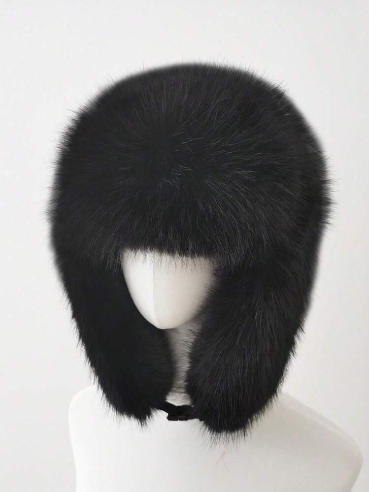 1pc 2025 New Thickened Faux Fox Fur Trapper Hat, Suitable For Autumn/Winter Outdoor Activities, Warm & Versatile For Hiking, Skiing, Cycling And Daily Wear, Retro Acrylic Bucket Hat,Warm Aviator Hat, Christmas Gift | SHEIN