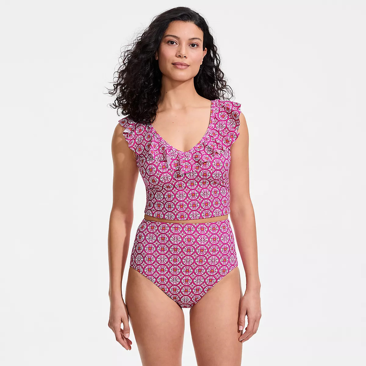 Women's Mastectomy LE x T and T The Tegan Ruffle Midkini Set | Lands' End (US)