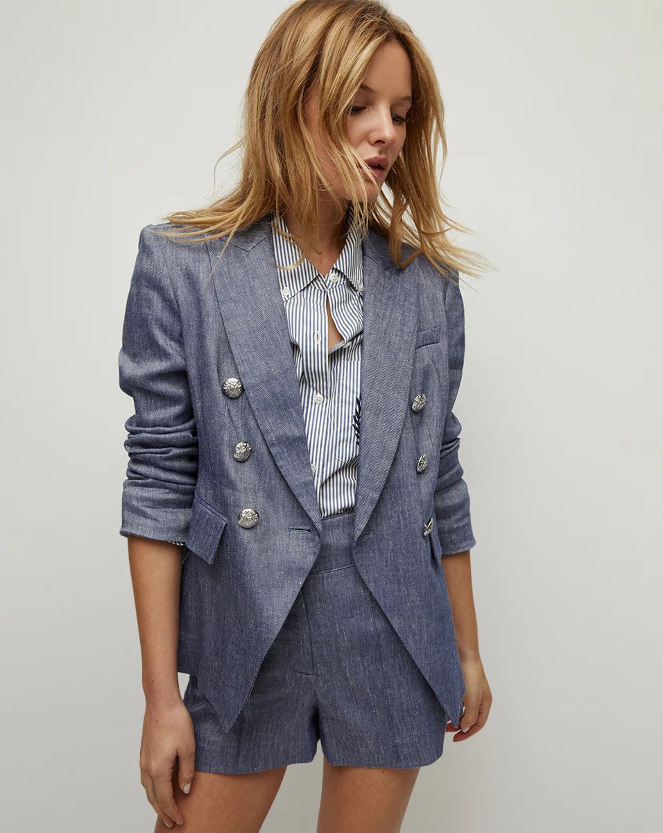 Miller Linen Dickey Jacket in Blue Melange | Veronica Beard | Veronica Beard