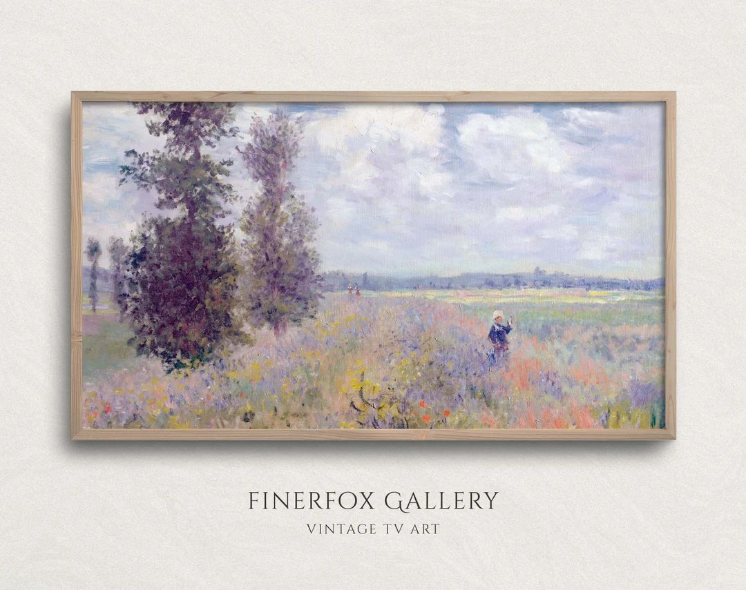Samsung Frame TV Monet Art | Vintage Walk in the Meadow Flowers Oil Painting by Monet | Digital D... | Etsy (US)
