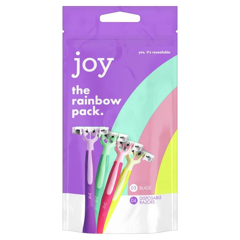 Joy Disposable Razors for Women, Rainbow Pack, 4 Razors | Walmart (US)