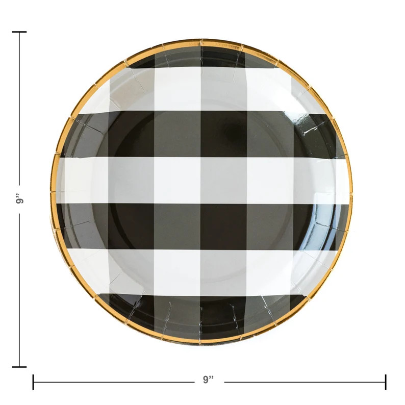 Black and White Buffalo Check Plates, Fall Party Plates, Buffalo Plaid Plates, Gingham Plates, El... | Etsy (US)