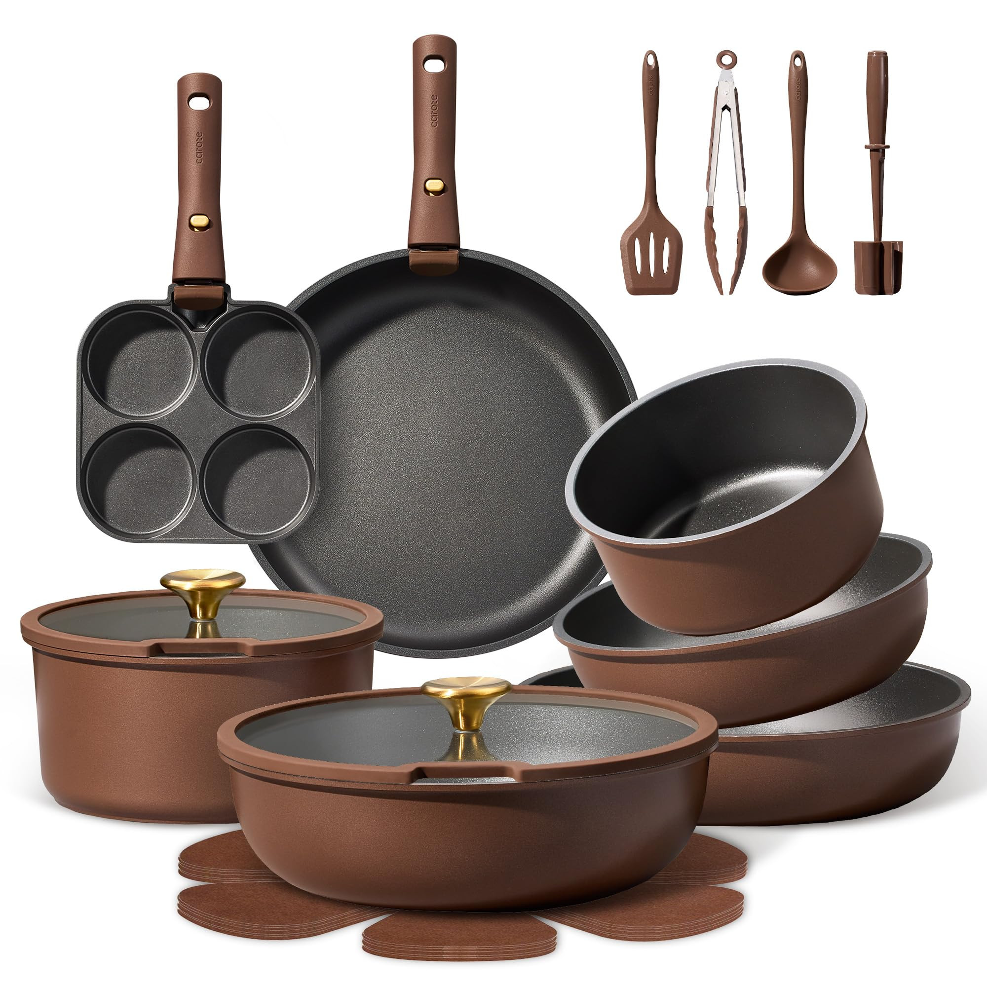 CAROTE 21pcs Pots and Pans Set, Nonstick Cookware Set Detachable Handle, Induction Kitchen Cookwa... | Amazon (US)