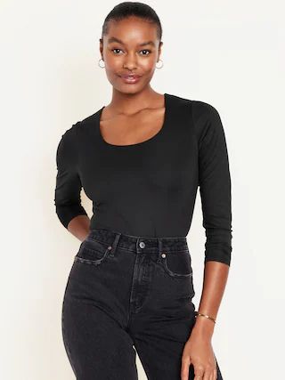 Long-Sleeve Double-Layer Sculpting Bodysuit for Women | Old Navy (US)