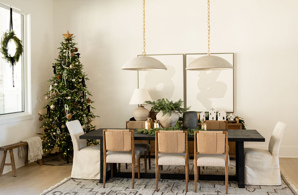 A simple, serene Christmas moment in the dining room ✨🎄 Blending textured greenery, warm neutrals, minimalist Christmas decor, and classic holiday accents for a calm but festive feel. If you love Christmas tablescapes, organic holiday color palettes, natural wood + greenery, and elegant neutral Christmas design, this space has so many easy ideas to recreate. 

 

#LTKHoliday #LTKSeasonal #LTKHome