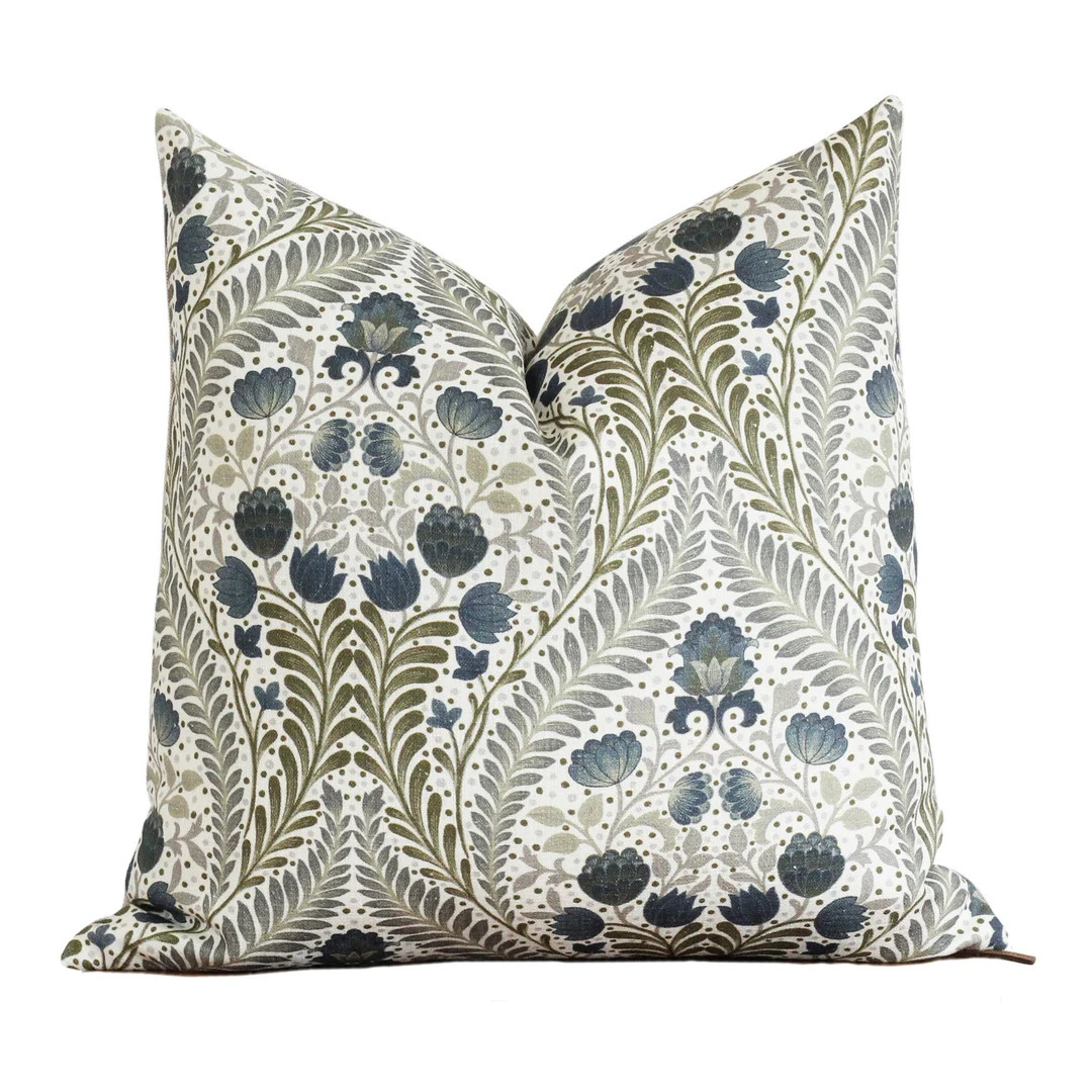 Green and Blue Floral Pattern Blue and Green Floral Pillow - Etsy | Etsy (US)