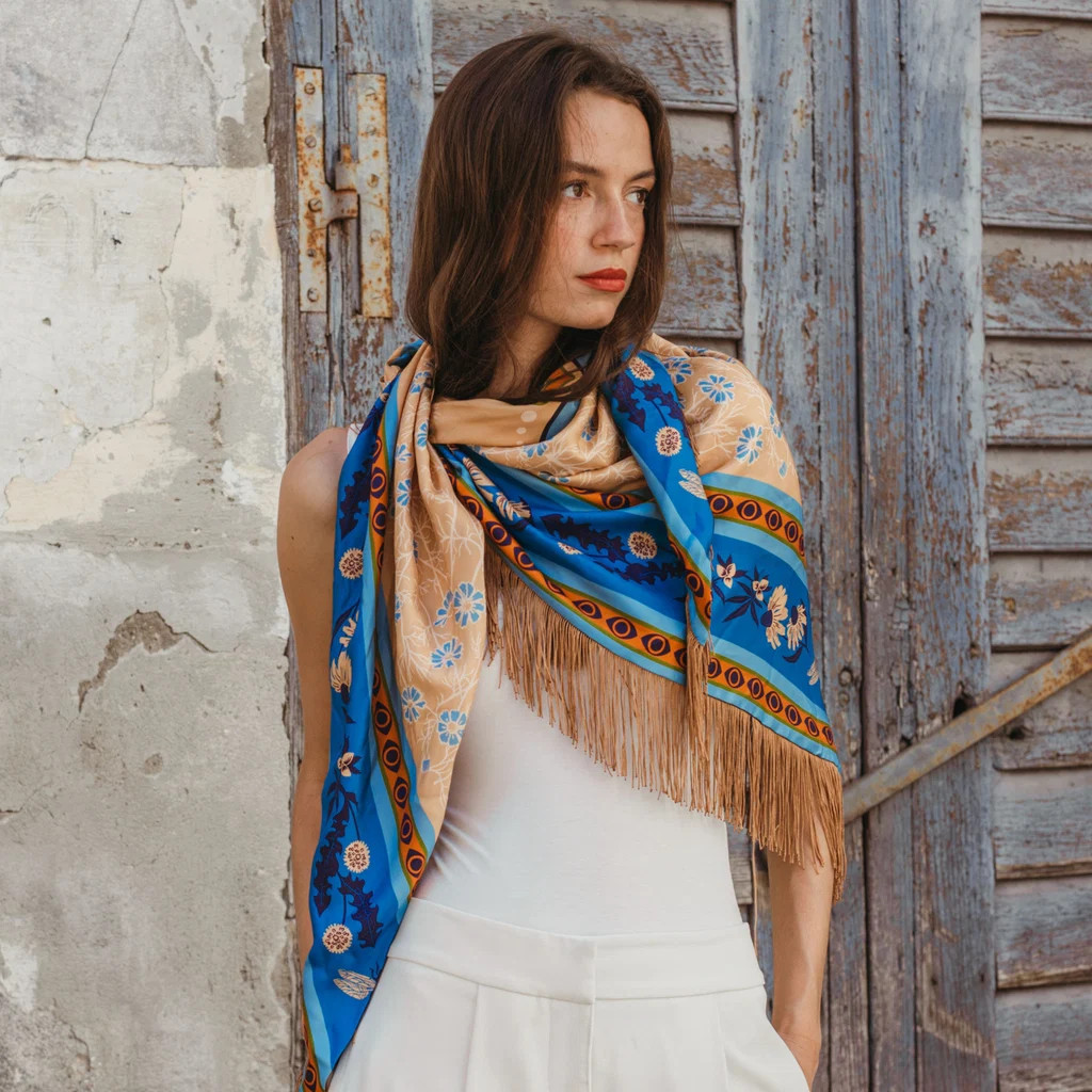 Gaia Silk Fringe Bandana | The Freya Brand