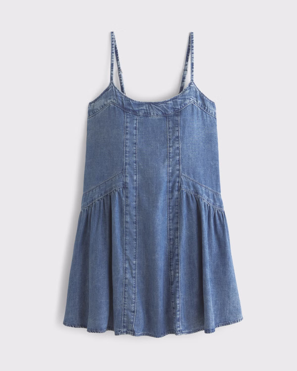 Scoopneck Flowy Denim Mini Dress | Abercrombie & Fitch (US)