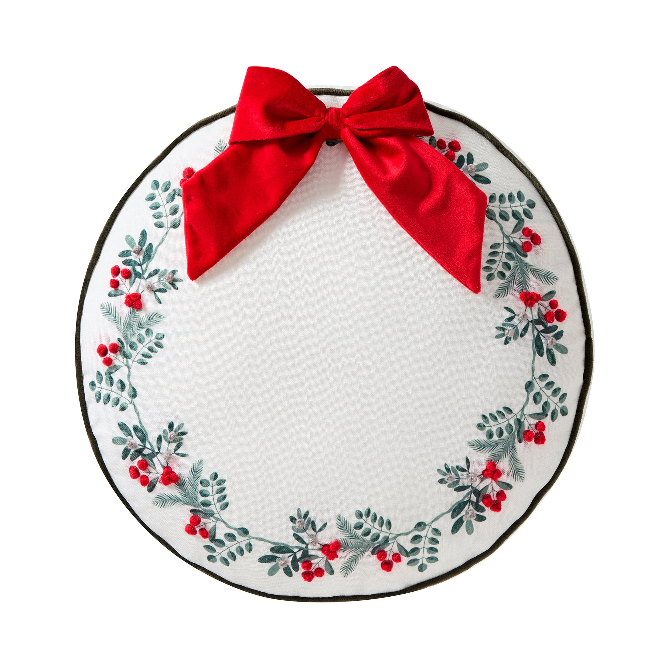 My Texas House 16&quot; x 16&quot; Bright White Christmas Wreath Round Decorative Pillow | Walmart (US)