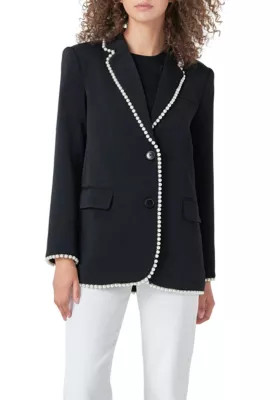 Endless Rose Women's Pearl-Trimmed Blazer, Black, XS | Belk