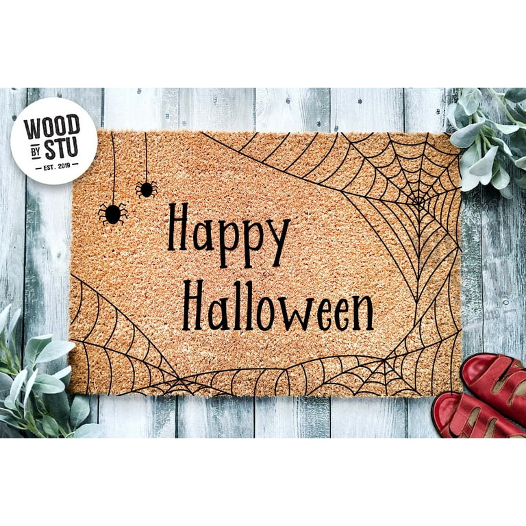 Happy Halloween Spiderweb Door Mat | Funny Doormat | Welcome Mat | Halloween Decor Door Mat | Hom... | Walmart (US)
