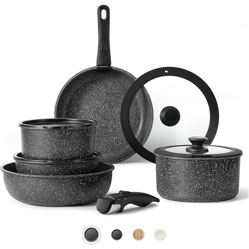 Nonstick Cookware Set, 11-Piece Kitchen Utensils, Ebony Black | Bed Bath & Beyond