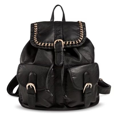 Women's Backpack with Chain and Buckle Detail - Black | Target