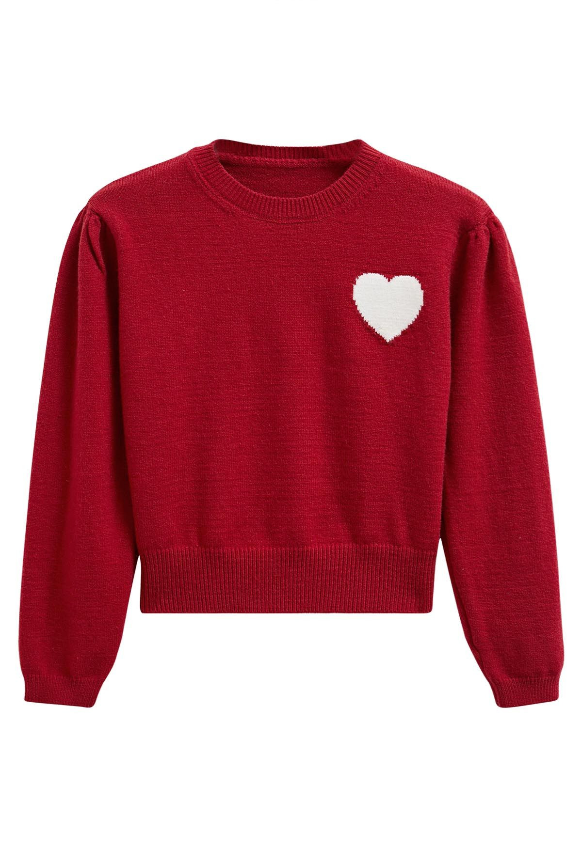 Sweet Heart Cozy Knit Sweater in Red | Chicwish