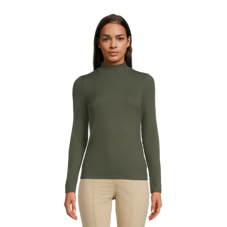 No Boundaries Juniors Mock Neck Top with Long Sleeves, Sizes XS-3XL - Walmart.com | Walmart (US)
