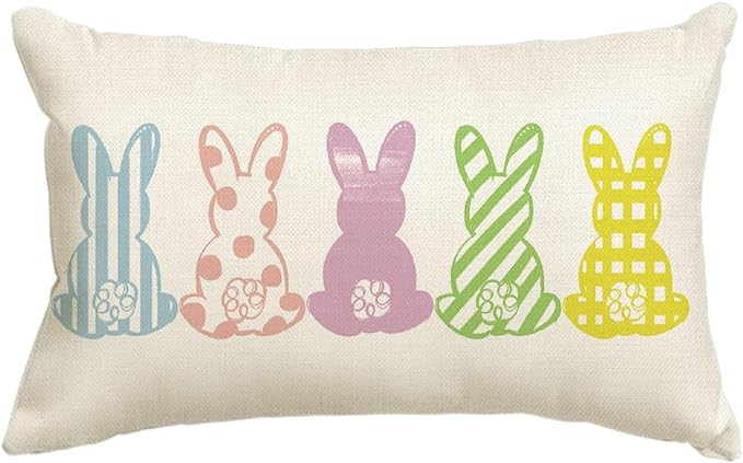 AVOIN colorlife Easter Rabbits Throw Pillow Cover, 12 x 20 Inch Multicolor Bunny Spring Holiday P... | Amazon (US)