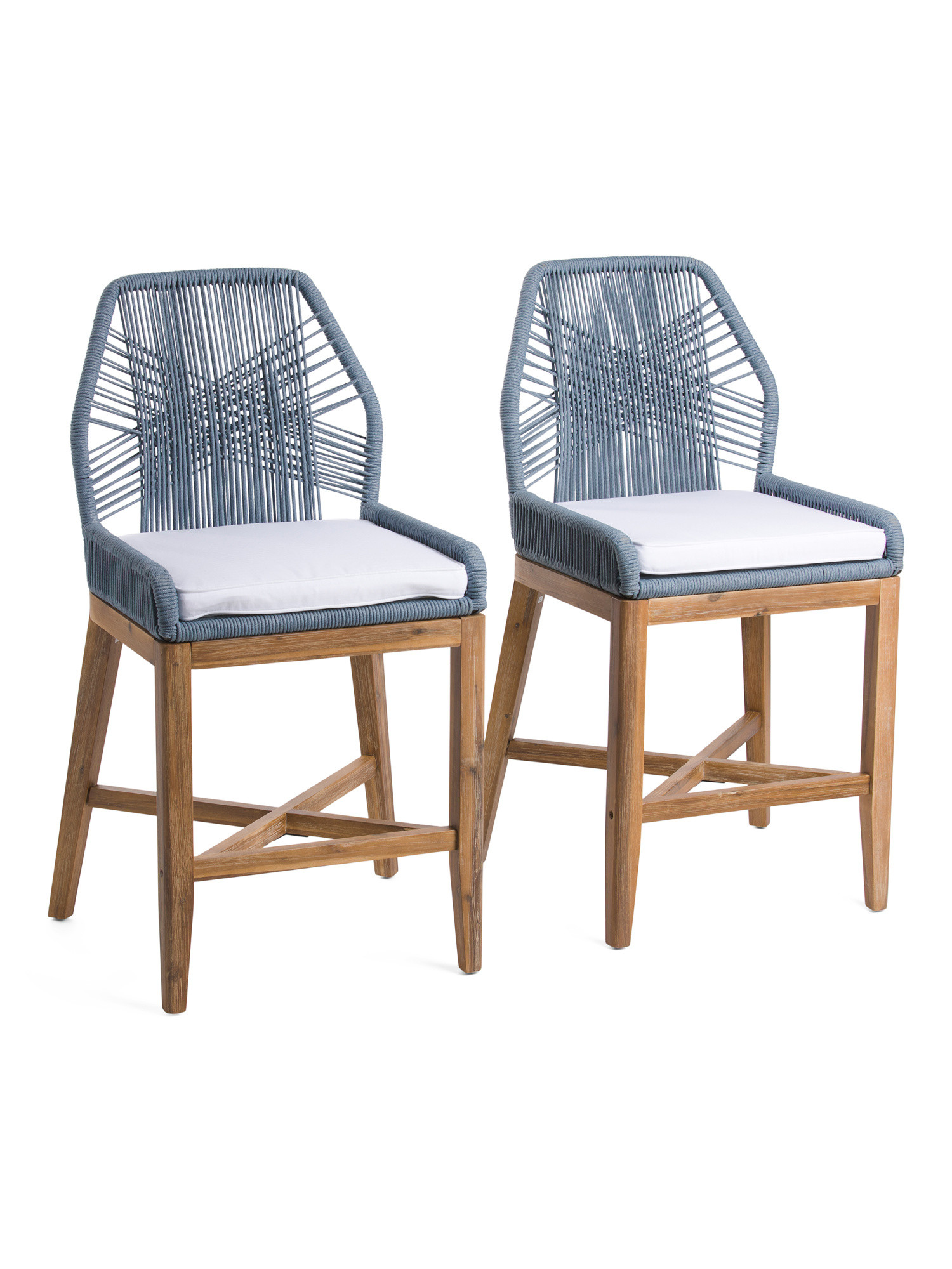 Set Of 2 Cross Woven Counter Stools With Cushions | Furniture & Lighting | Marshalls | Marshalls