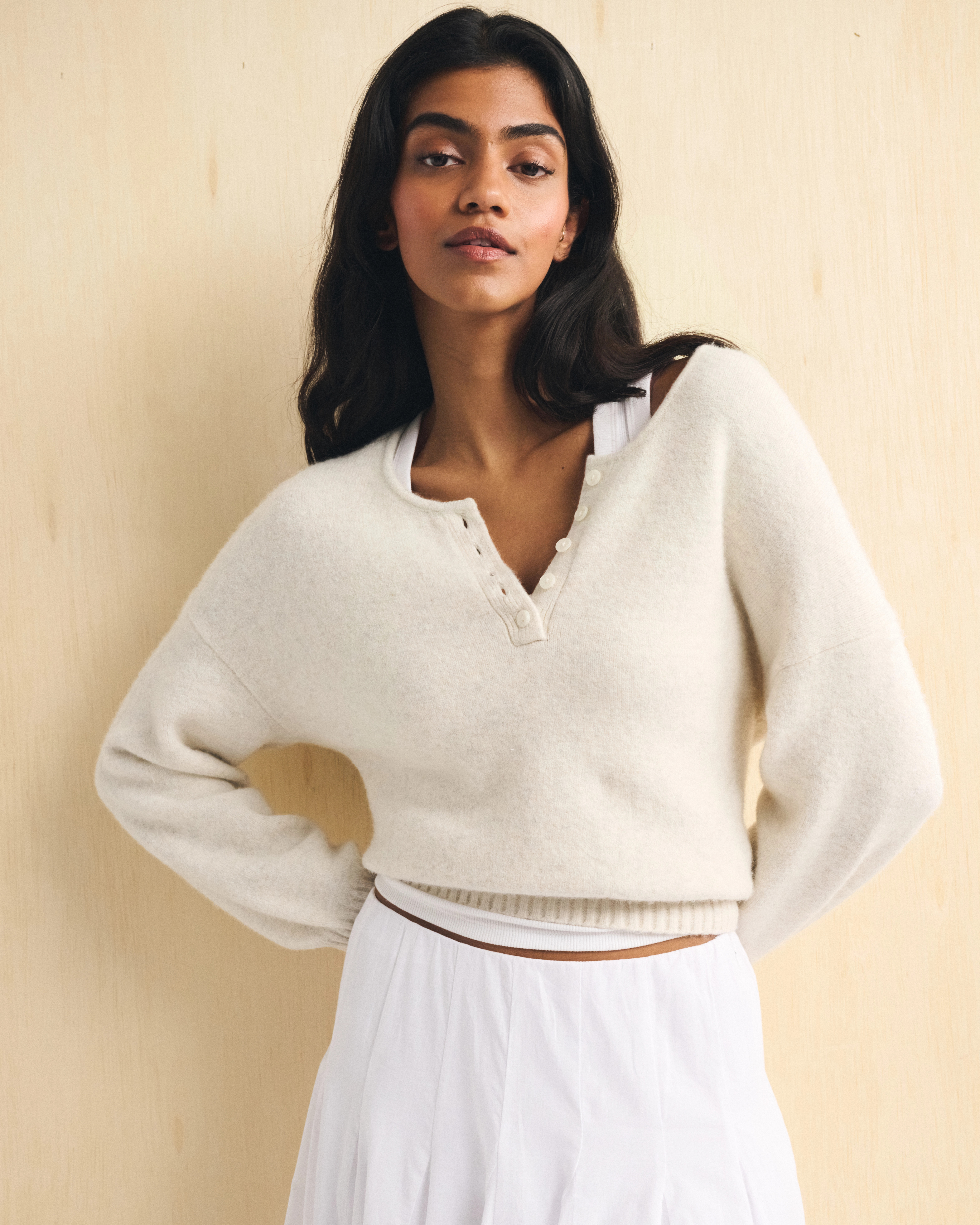 Merino Wool-Blend Henley Sweater | Abercrombie & Fitch (US)