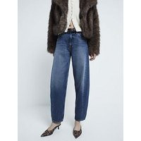 River Island Denim Relaxed Straight Seamed Barrel Jeans | Very (UK)