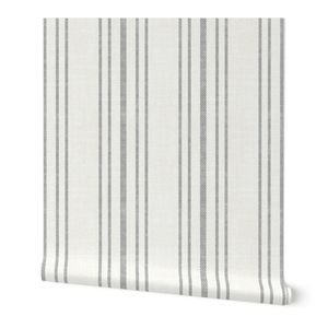 Wallpaper in AEGEAN MULTI TICKING STRIPE GREY | Spoonflower