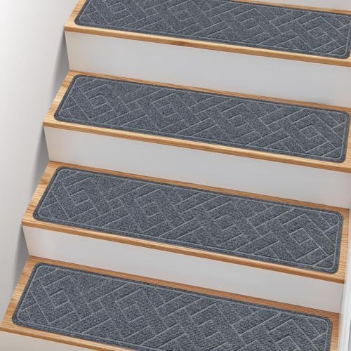 Non Slip Stair Treads for Wooden Steps,15 Pack 8" X 30" Stairs Carpet Treads Indoor with Reusable Peel and Stick Adhesive for Kids Elders and Pets | Amazon (US)