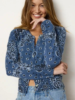 Your Everything Cardigan Sweater - Bandana Patchwork Indigo | Natural Life