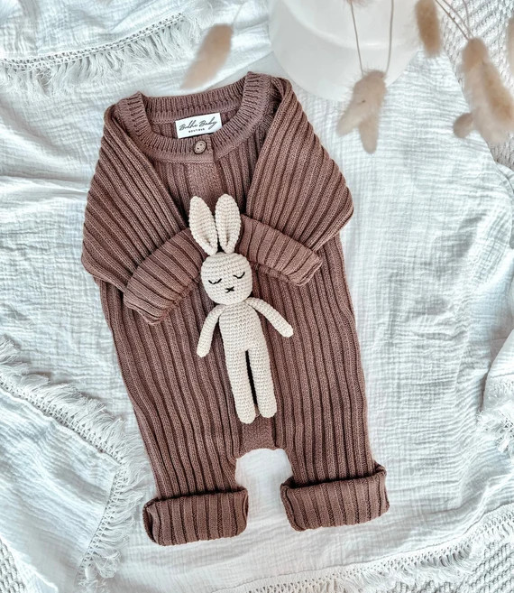 Baby Knitted Onesie, Baby Ribbed Onesie, Baby Sweater Onesie, Baby Sweater Romper, Gender Neutral... | Etsy (US)