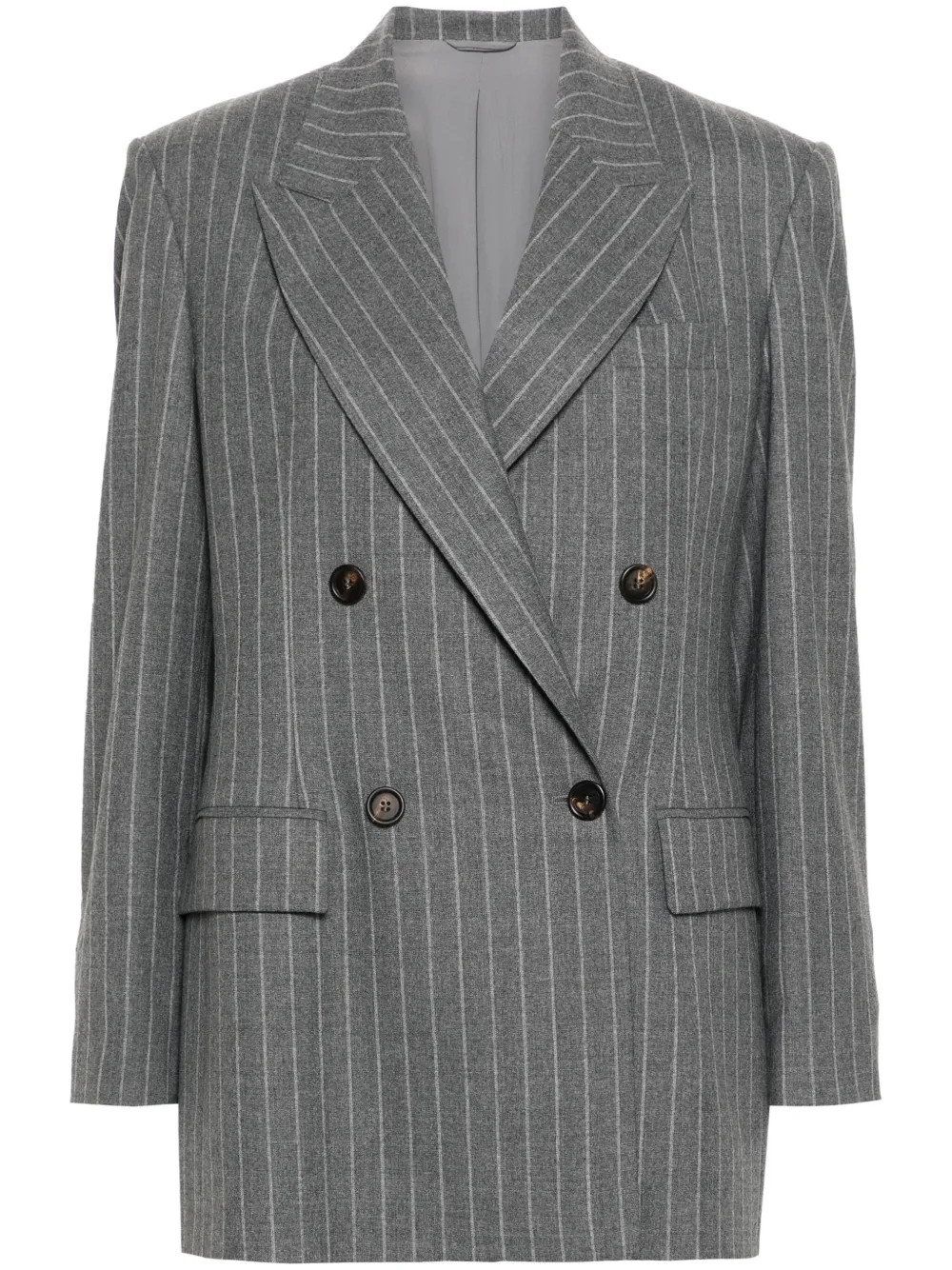 Brunello Cucinelli Pinstriped Wool Blazer | Grey | FARFETCH | Farfetch Global