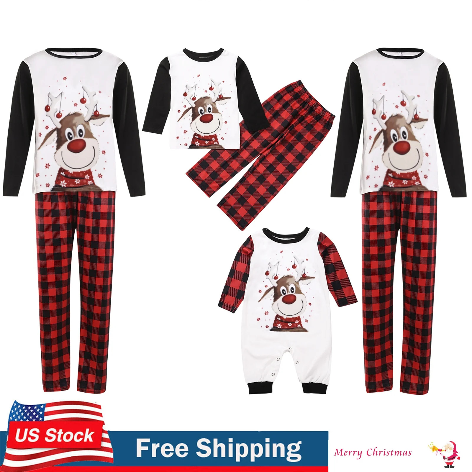 Matching Christmas Pjs for Family Christmas Pajamas Family Pjs Matching Sets Holiday Jammies Xmas... | Walmart (US)