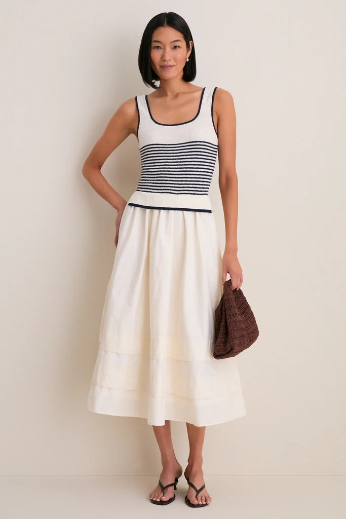 Exclusive Cream Striped Midi Dress | Tuckernuck (US)