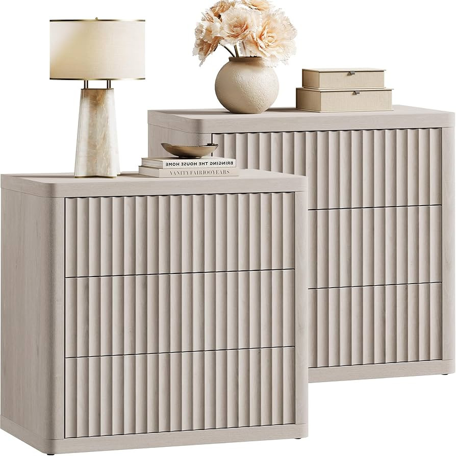 SICOTAS Night Stand Set 2 - Oversized Extra Large Bedside Table Modern Side Table with Storage Fl... | Amazon (US)