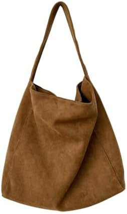 Womens Vintage Suede Hobo Bags Trendy Tote Bag Retro Faux Suede Shoulder Bag Slouchy Large Capaci... | Amazon (US)
