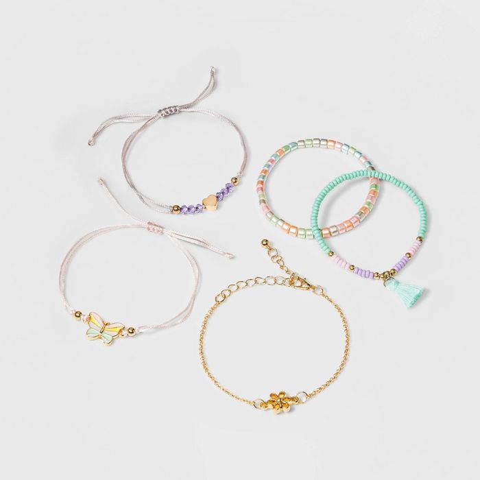 Girls' 5pk Butterfly and Tassel Bracelet - Cat & Jack™ | Target