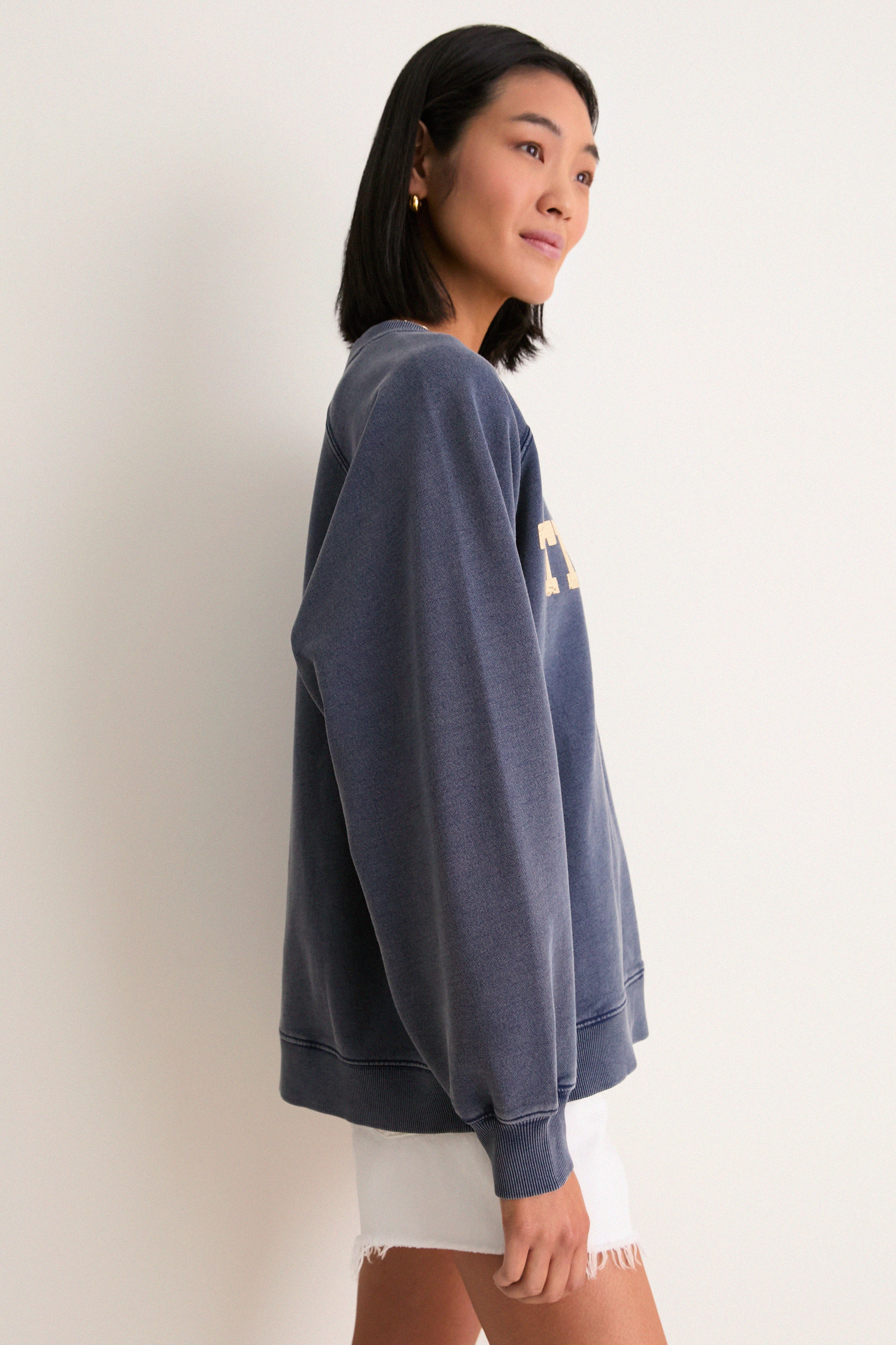 Women's Oversized Navy French Terry Sandbar Sweatshirt | Tuckernuck (US)