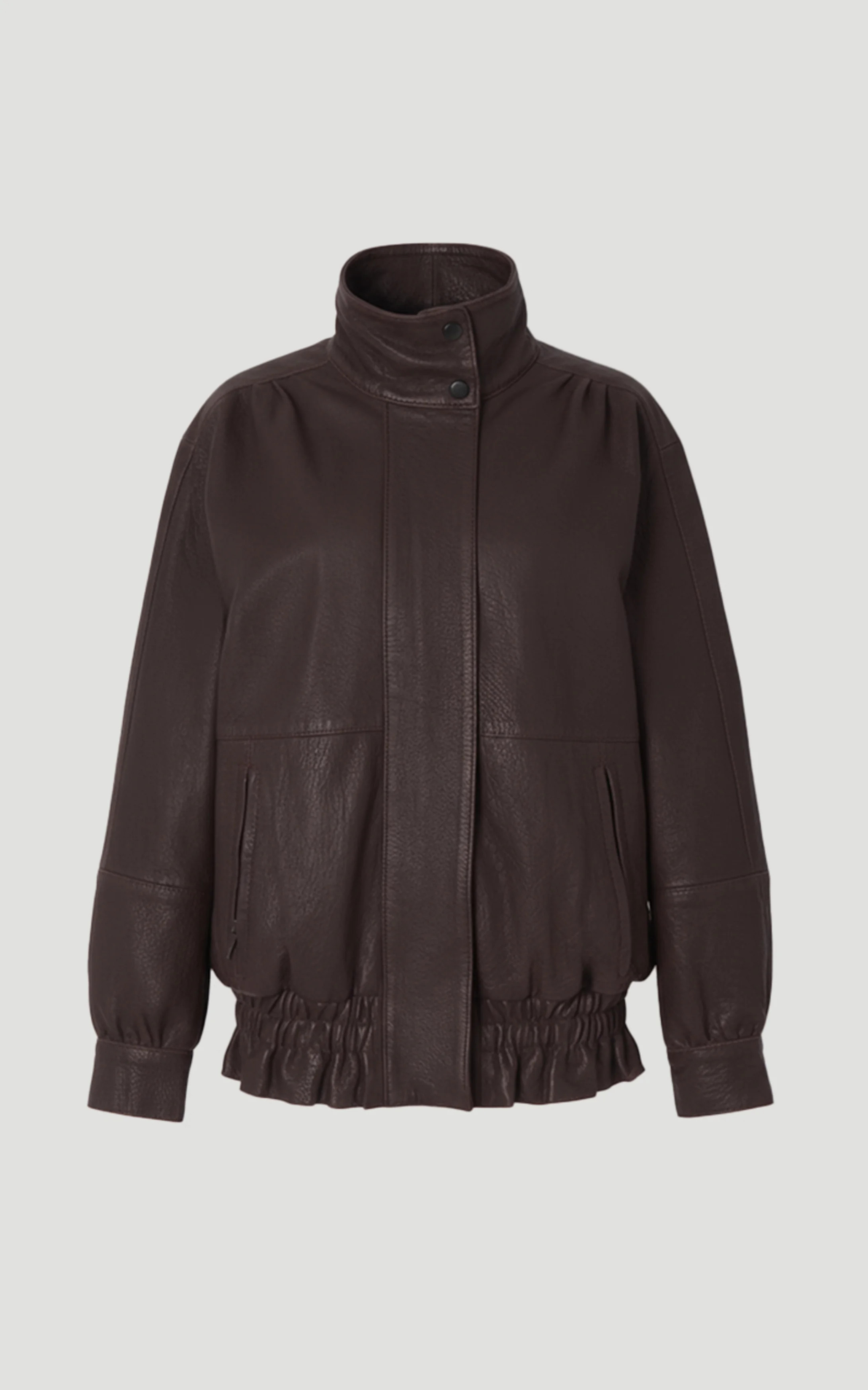 Leather Textured Relaxed Bomber Jacket | Karen Millen UK + IE + DE + NL