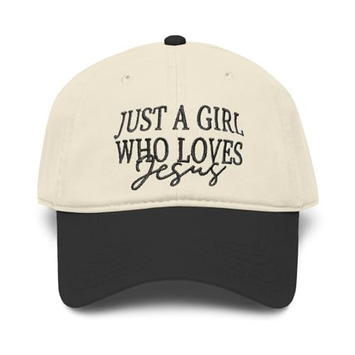 Fkatuzi Christian Hats for Women Just A Girl Who Loves Jesus Hat Faith Religious God Hat Cotton Embroidered Baseball Cap(Whiteblack) | Amazon (US)