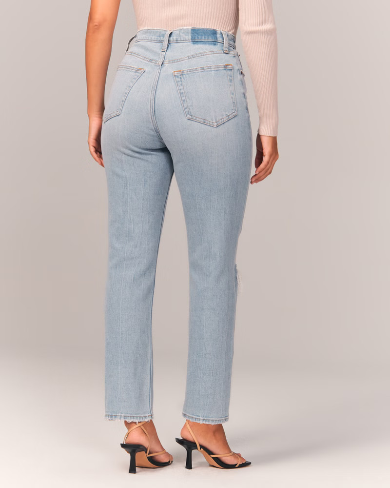 Women's Curve Love Ultra High Rise Ankle Straight Jeans | Women's Bottoms | Abercrombie.com | Abercrombie & Fitch (US)