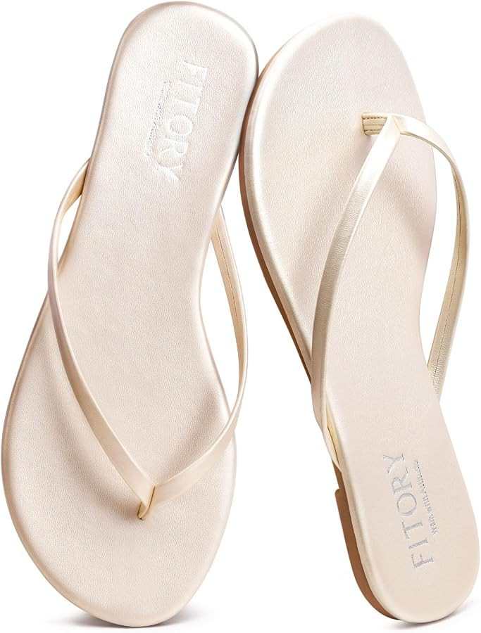 FITORY Women’s Flip Flops, Fashion Casual Thong Walking Slide with Vegan Leather, Comfortable S... | Amazon (US)