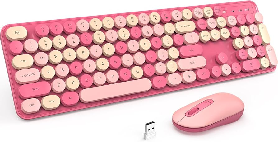 LIZRROT,Wireless Keyboard and Mouse, Silent Keyboard Mouse Combo, Full-Sized Colorful Typewriter ... | Amazon (US)