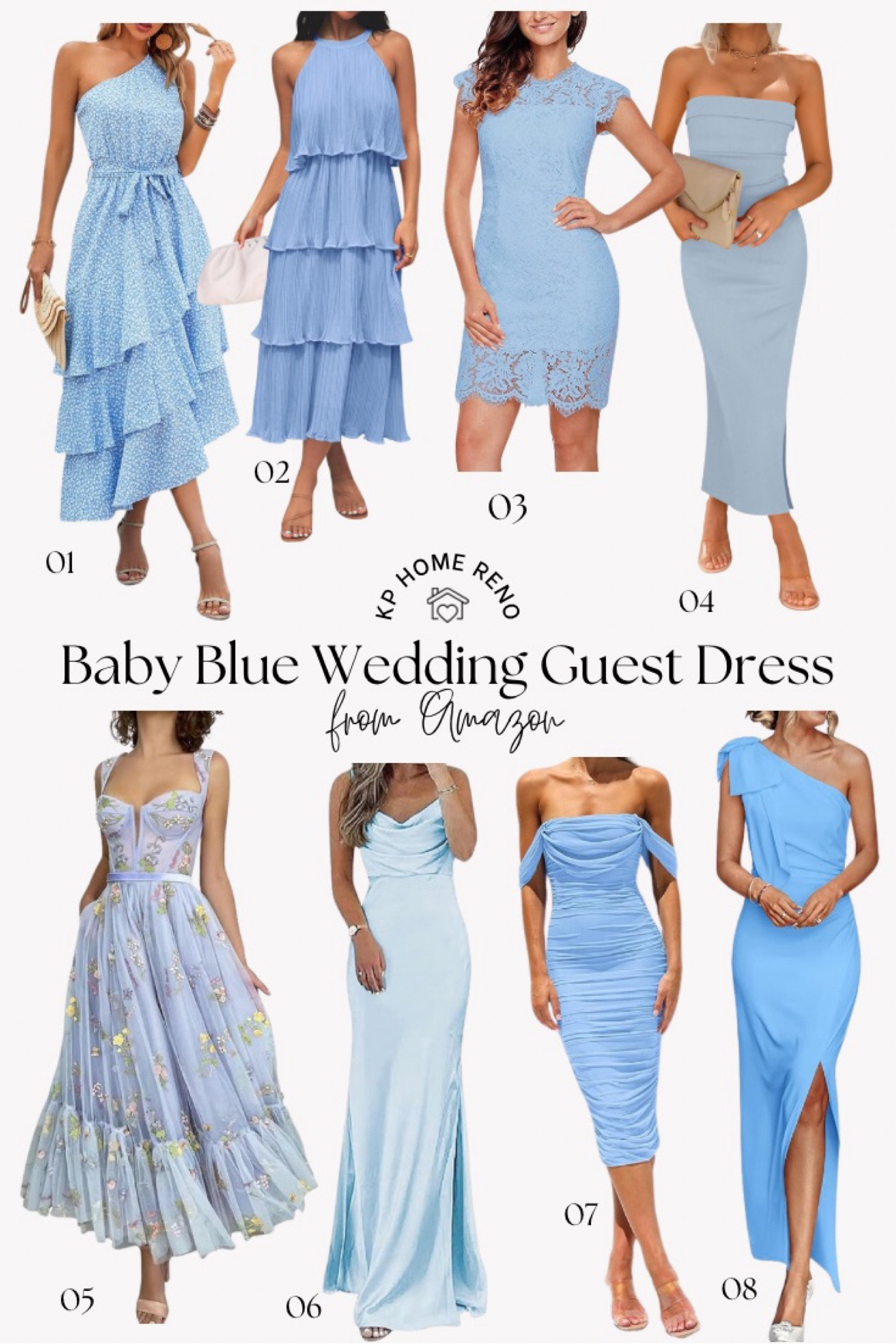 amazon powder blue dresses A-line Blue Round Neck Lace Prom Dress Lace Up Evening Dress US16 / Custom Color